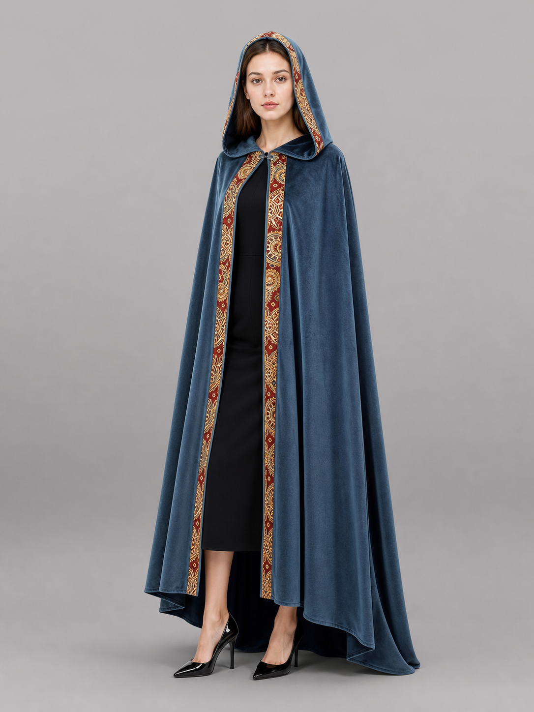 Dark Blue Hooded Carnival Cloak
