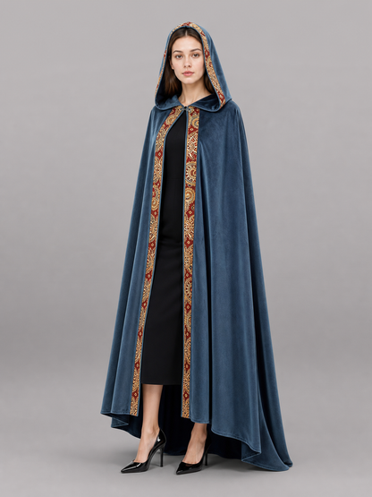 Dark Blue Hooded Carnival Cloak