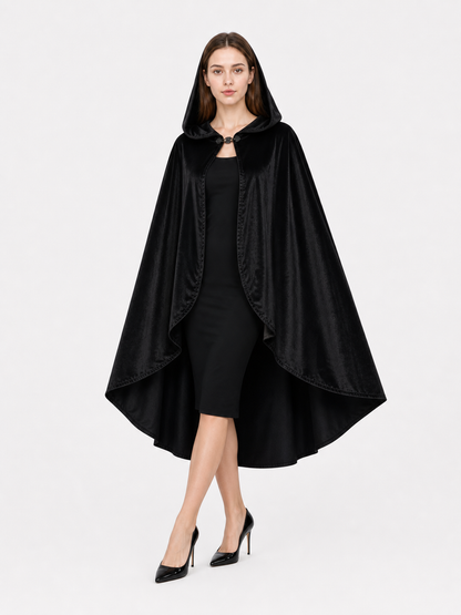 Black Hooded Carnival Cape, Flowing