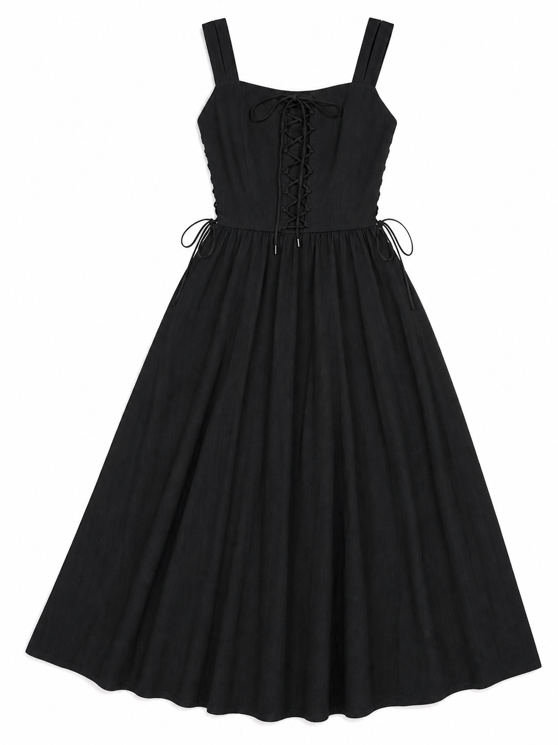 Black lace-up midi costume dress product view 23