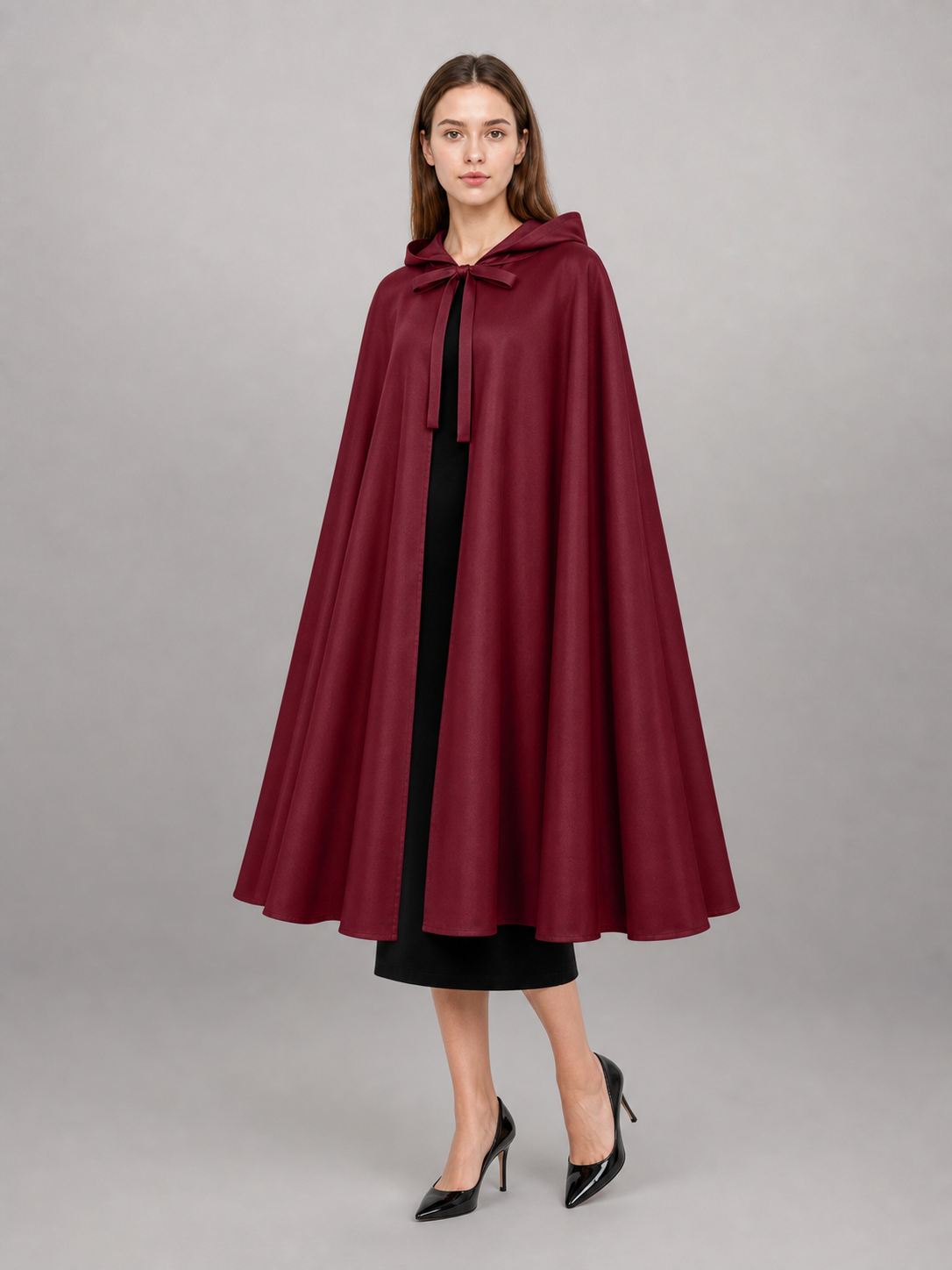 Burgundy Medieval Hooded Carnival Cloak