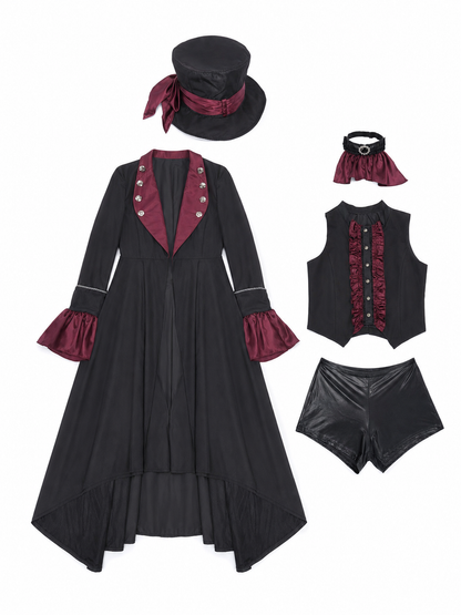Gothic Vampire Costume with Top Hat for Halloween