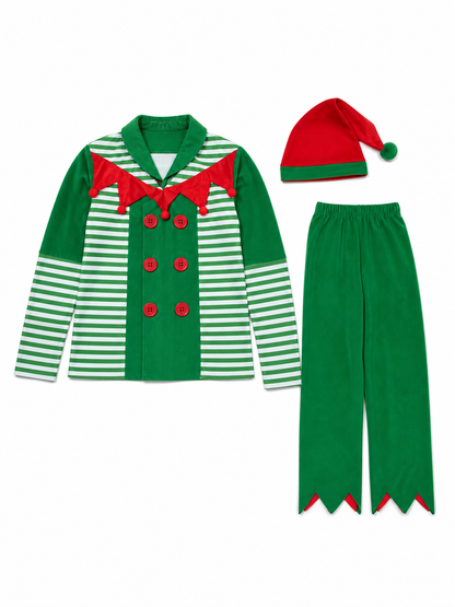 Striped Christmas Elf Costume, Festive Set