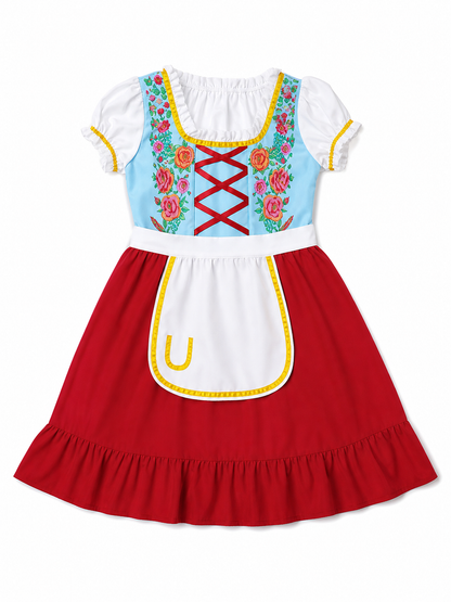 Carnival Costume Dress with Apron and Lacing