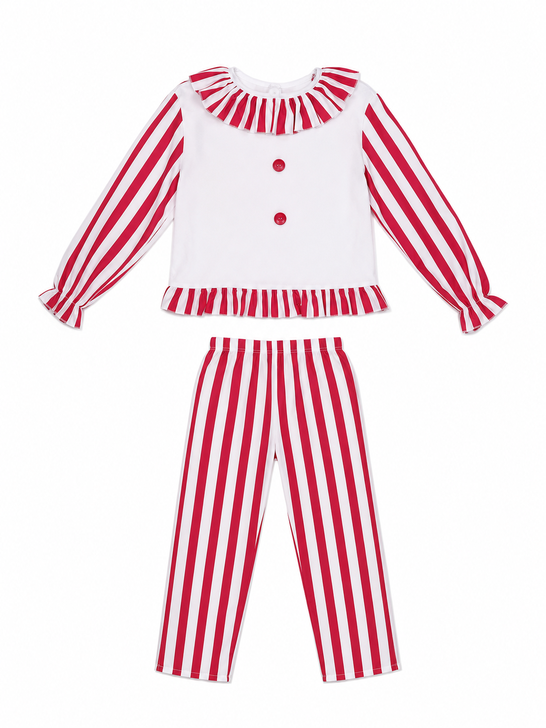 Striped Ruffled Clown-Style Sleep Set