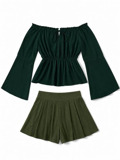 Off-the-Shoulder Blouse with Long Sleeves
