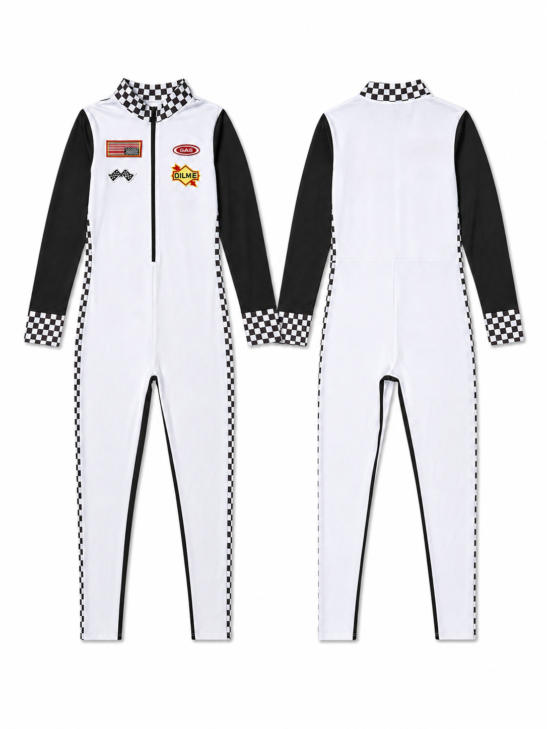 Racing Jumpsuit with Checkered Collar