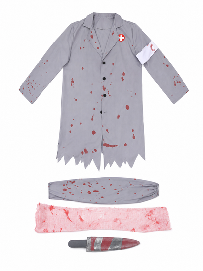 Doctor Costume with Blood Stains and Knife
