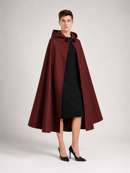 Burgundy Hooded Carnival Cloak for Cosplay