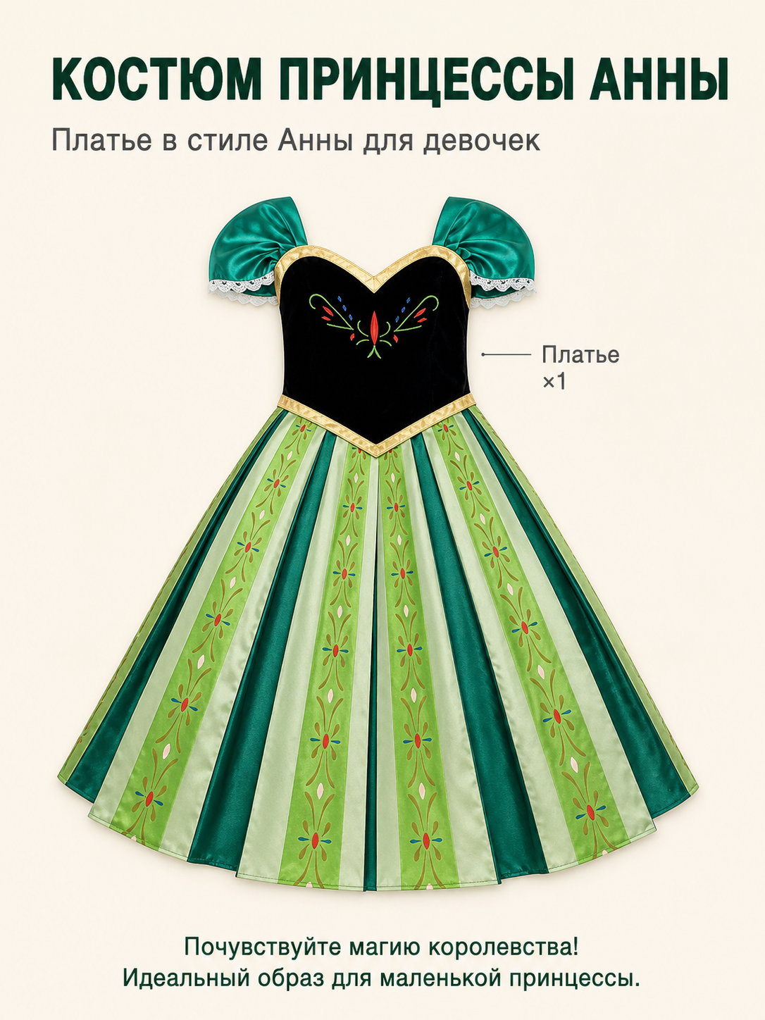 Dress with Puff Sleeves and Floral Pattern included items
