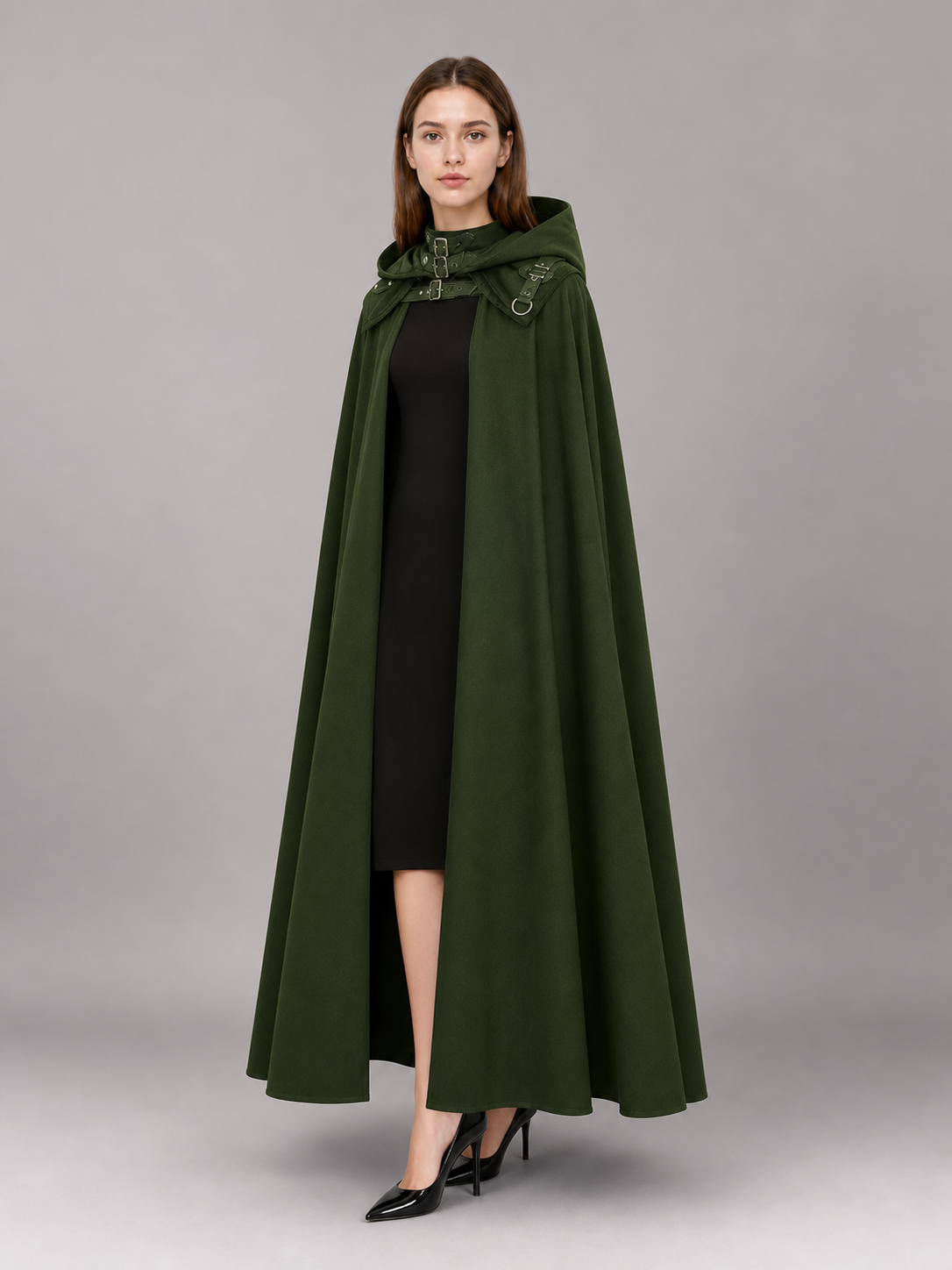 Long Green Hooded Carnival Cloak