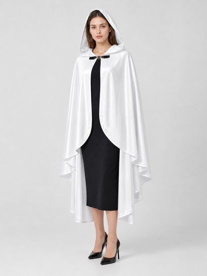 White Hooded Costume Cloak, Flowing Silhouette