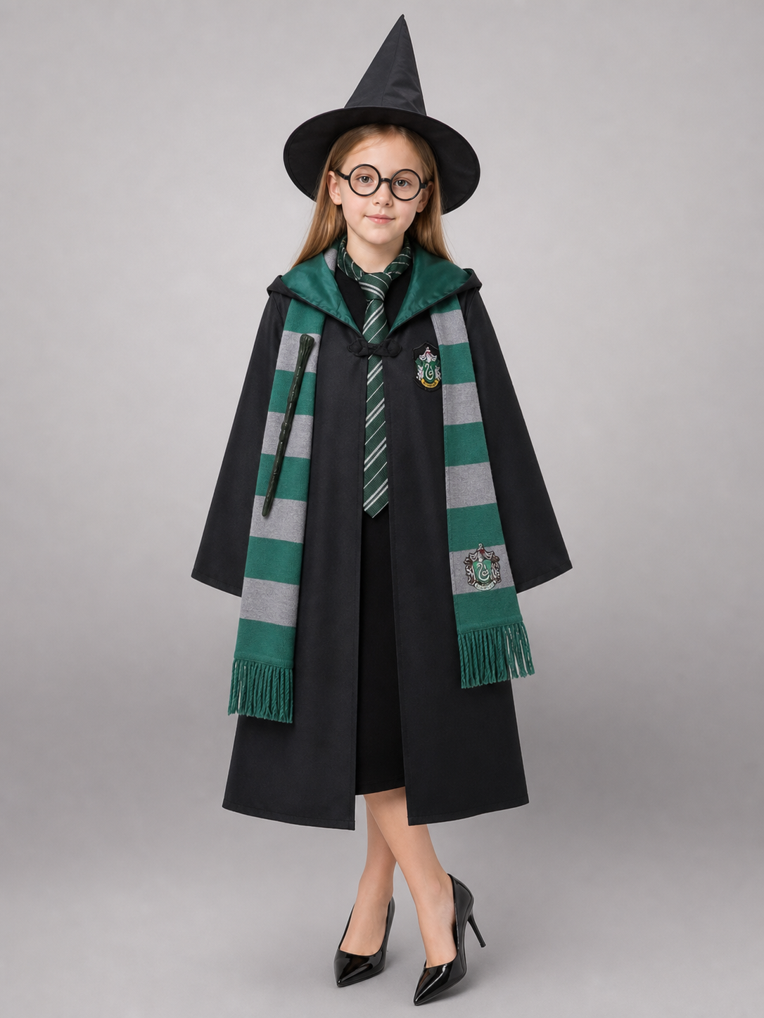 Black hooded costume cloak