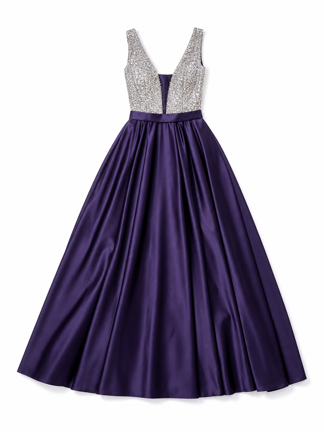 Floor-Length Evening Dress with a V-Neckline