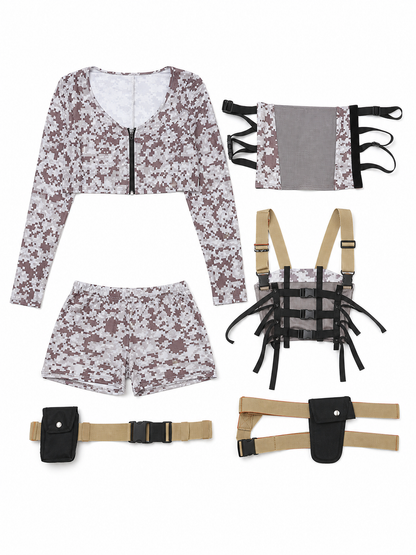 Camouflage Costume with Shorts and Accessories
