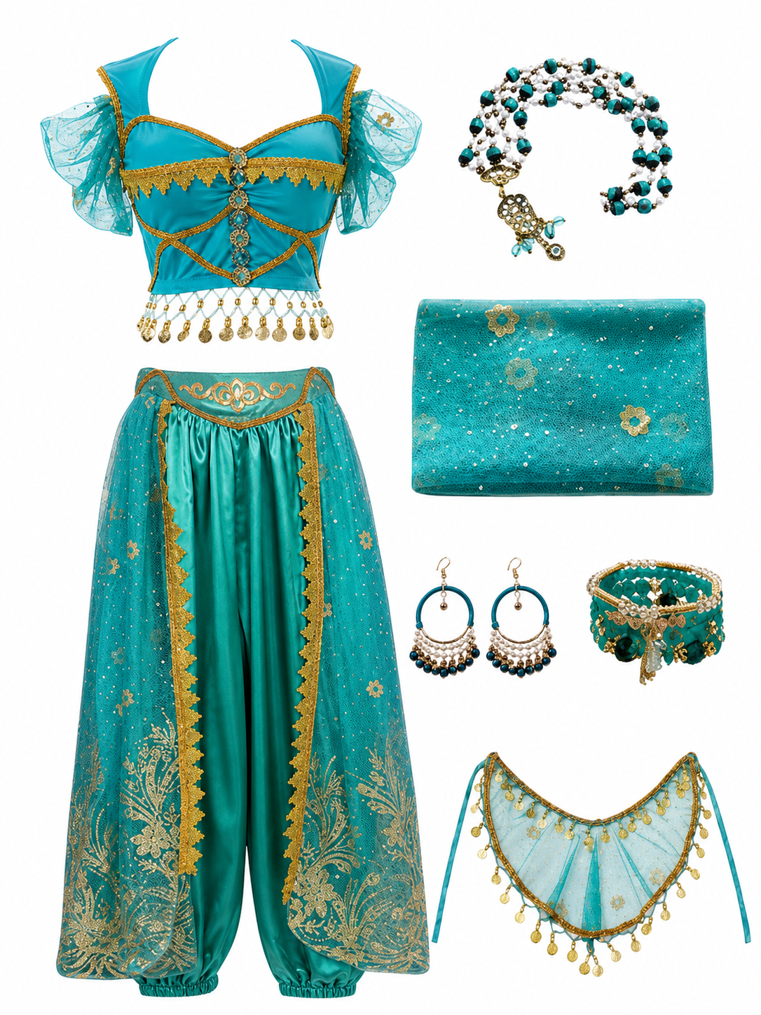 Belly Dance Costume with Veil and Accessories