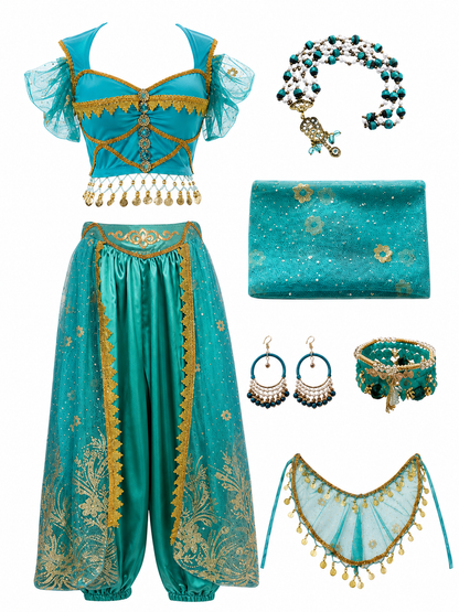 Belly Dance Costume with Veil and Accessories