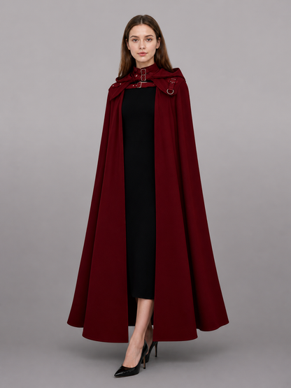 Burgundy Carnival Cloak with Hood