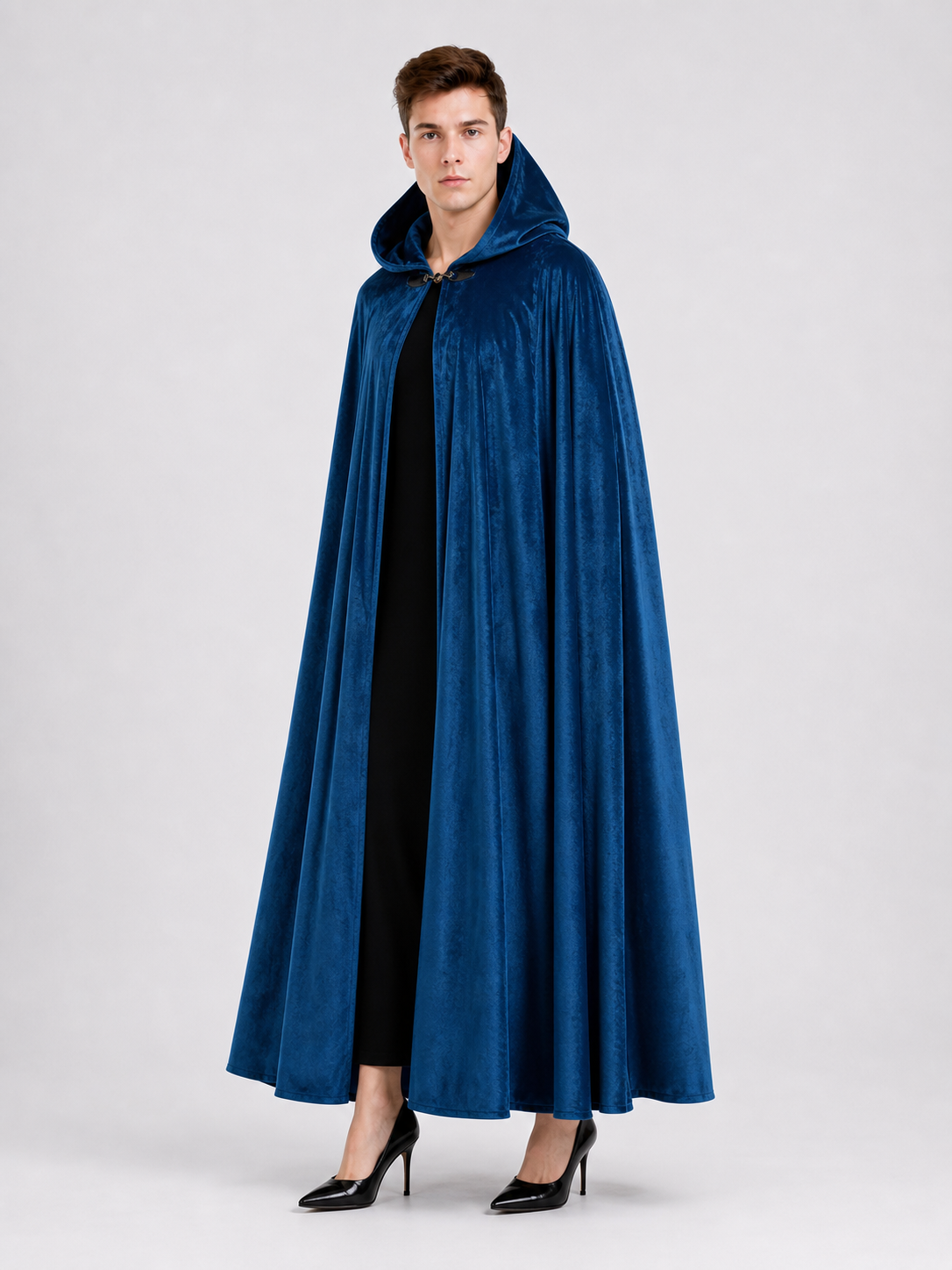 Blue Medieval Hooded Costume Cloak