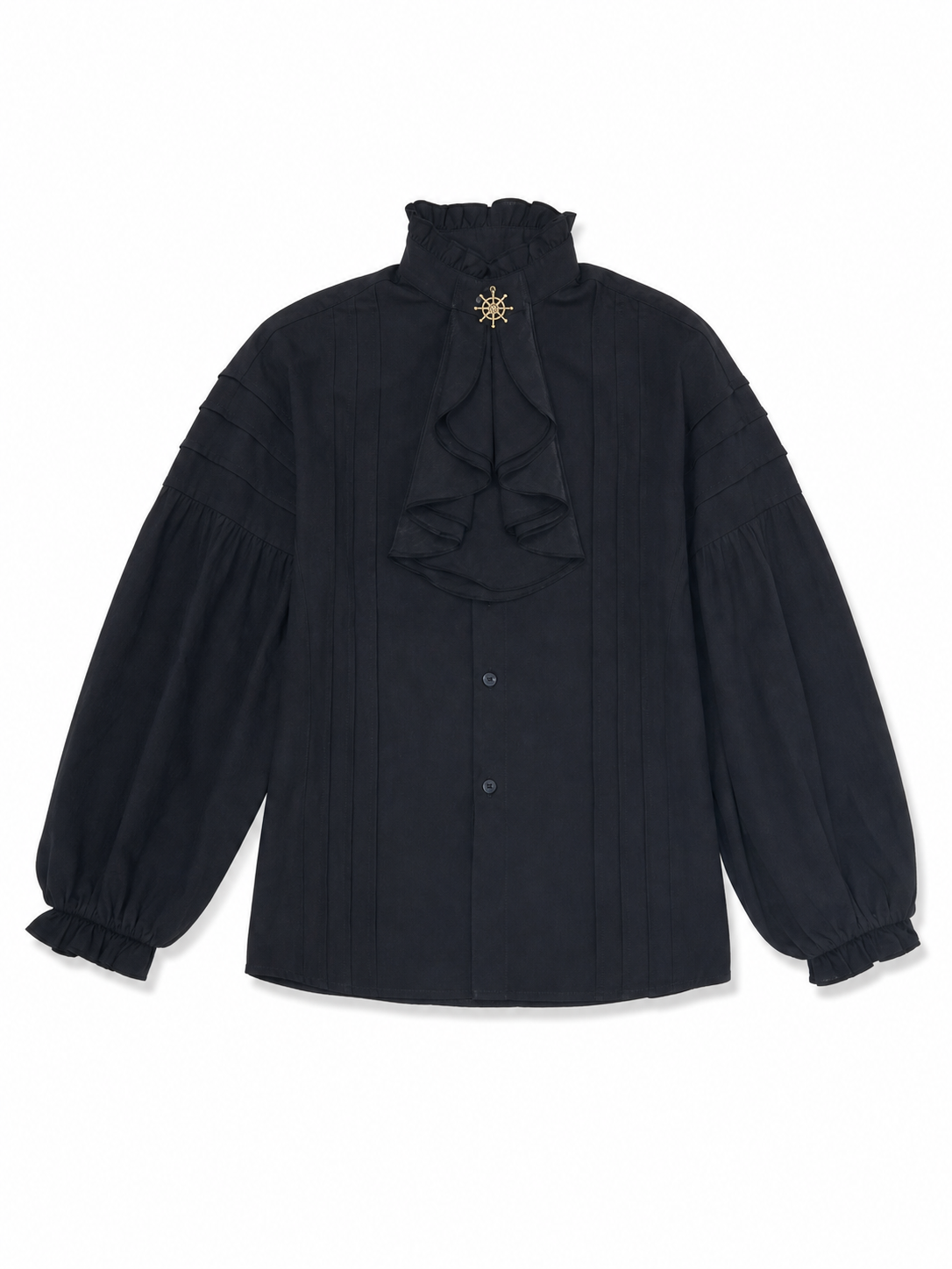 Black cosplay shirt with a high collar