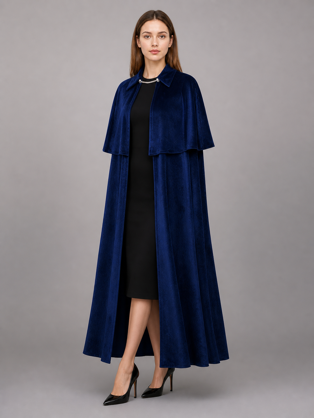 Long Dark Navy Blue Carnival Cloak
