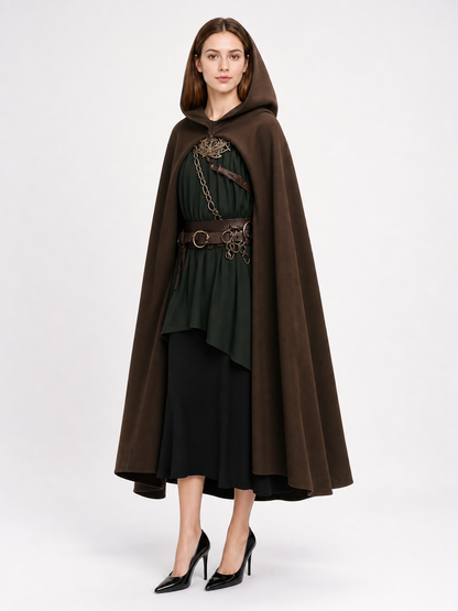 Brown Hooded Costume Cloak