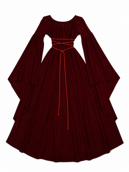 Maxi Dress with Corset Lacing and Ruffles
