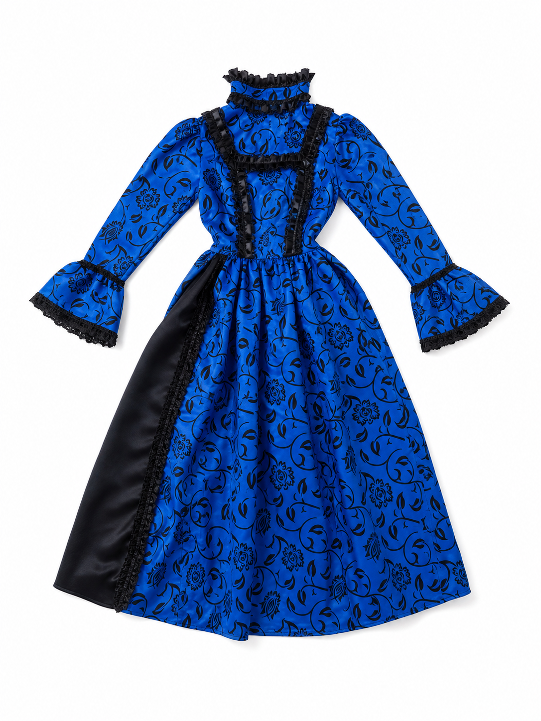Long vintage-style dress with a floral pattern