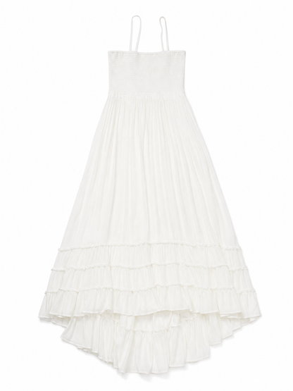 White Boho Maxi Dress with Open Back