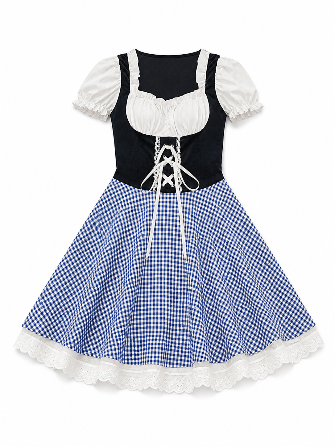 Plaid Dirndl-Style Dress for Celebrations