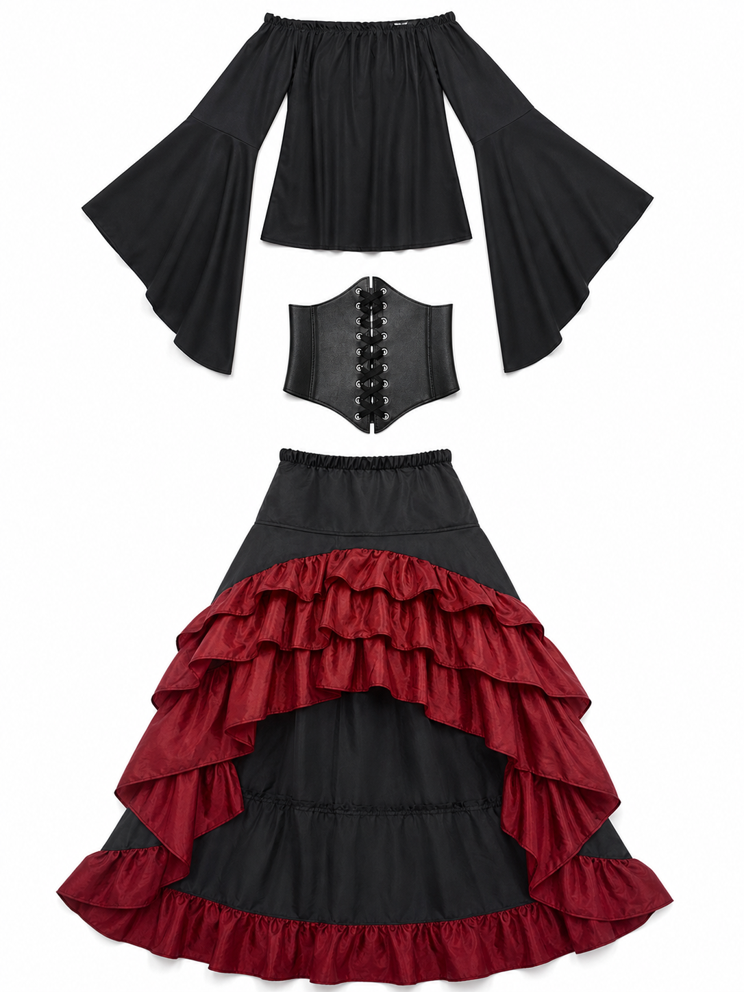 Pirate costume with corset and tiered skirt