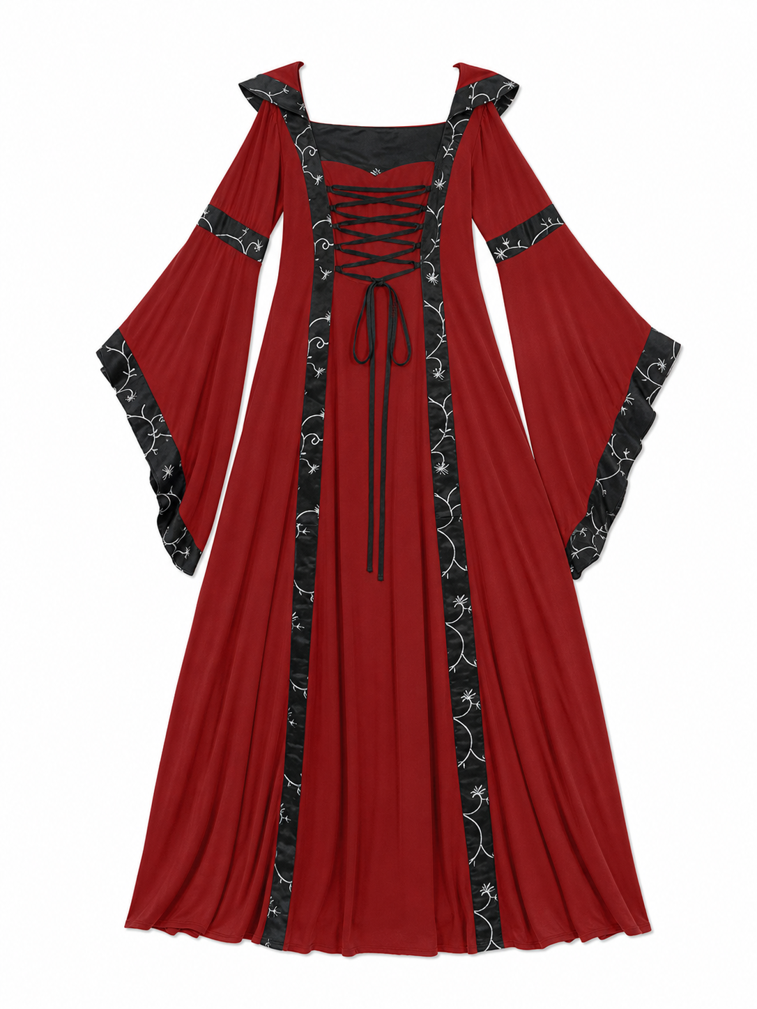 Gothic Medieval Hooded Lace-Up Dress