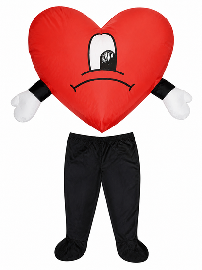 Red Heart Plush Toy with a Sad Face