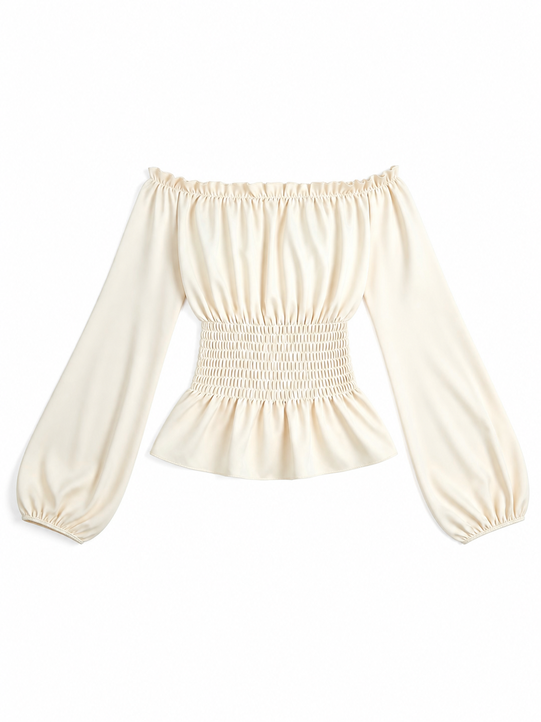 Off-the-Shoulder Blouse with Puff Sleeves