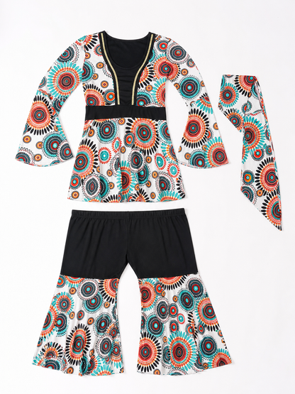 Retro stage costume with sleeves and flared pants