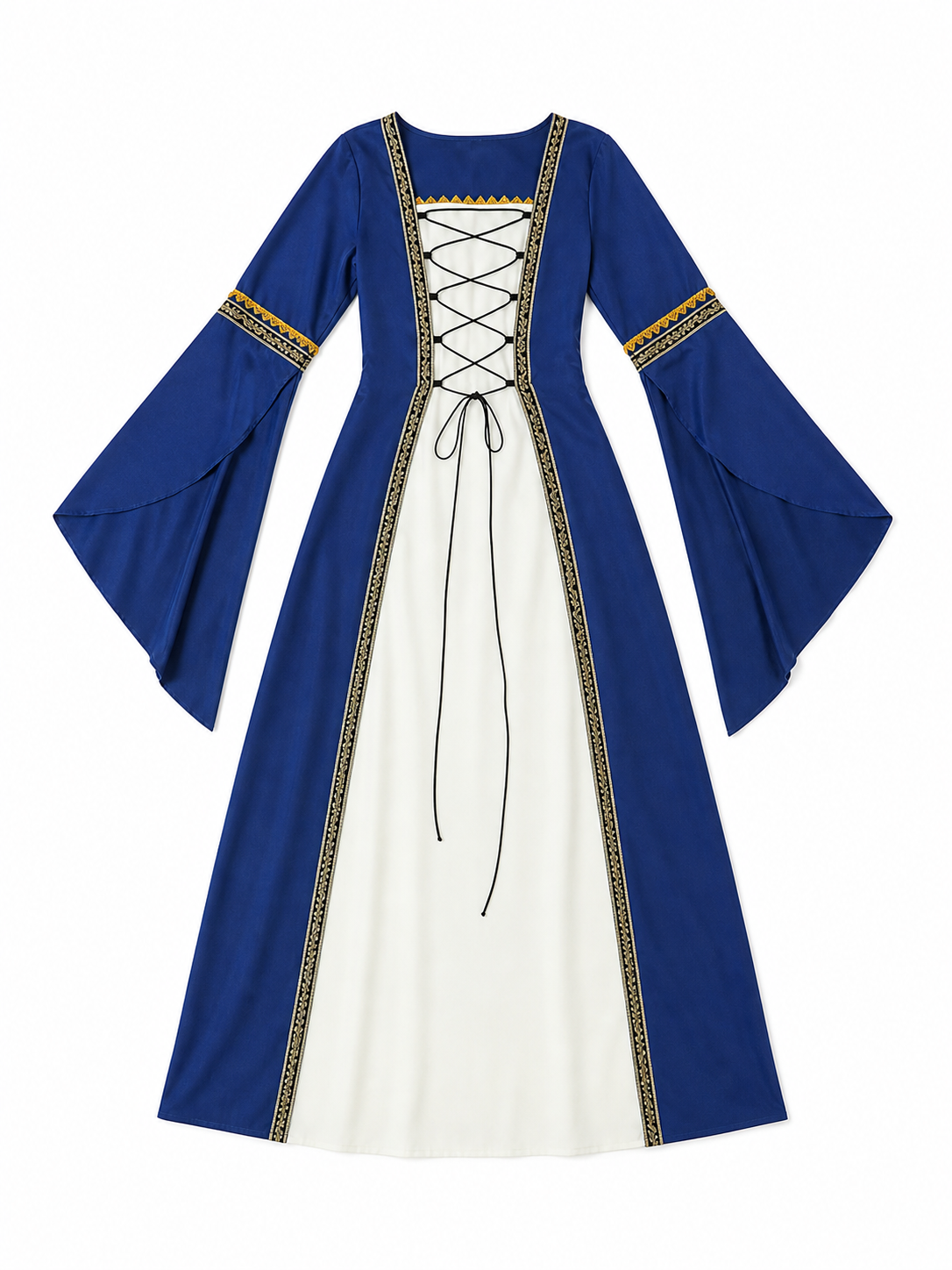 Medieval Dress with Lacing and Gold Trim
