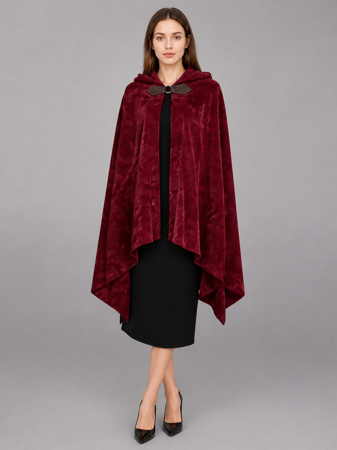 Burgundy Hooded Carnival Cloak
