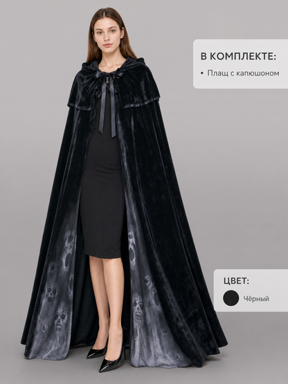 Black hooded costume cloak for cosplay