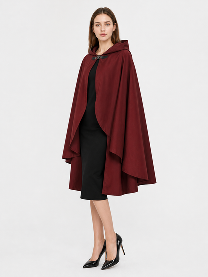 Burgundy Hooded Costume Cloak for Cosplay