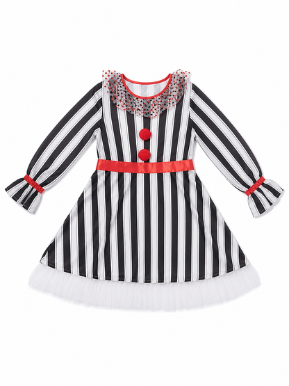 Halloween Striped Clown Costume