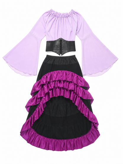 Asymmetric Ruffled Dress with Corset Lacing