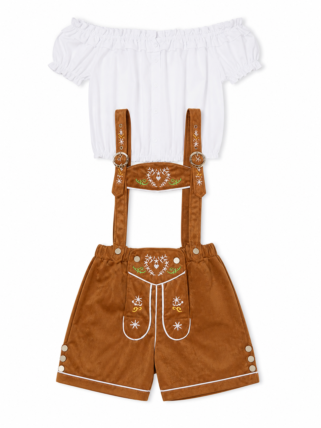 Brown Bavarian-Style Stage Costume with Embroidery included items