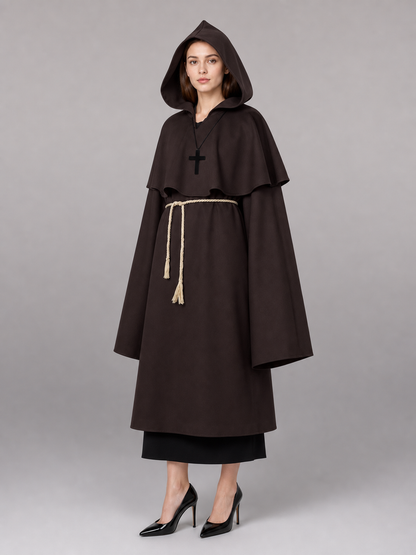 Dark Brown Hooded Costume Cape