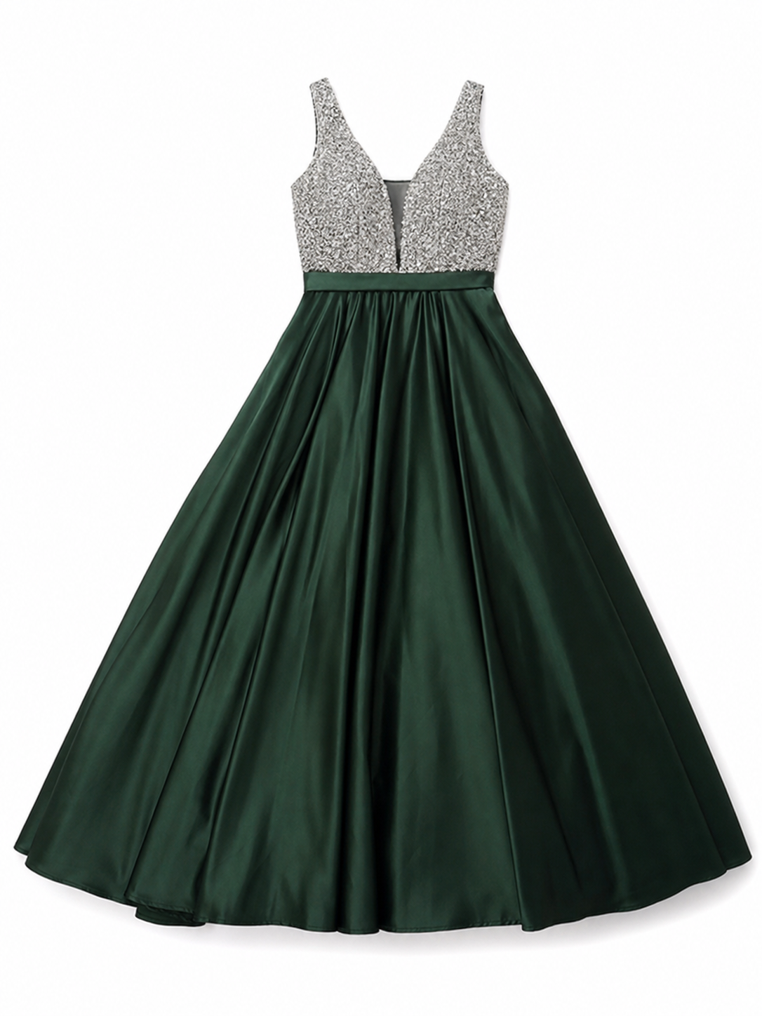 Sleeveless Evening Dress with a V-Neckline