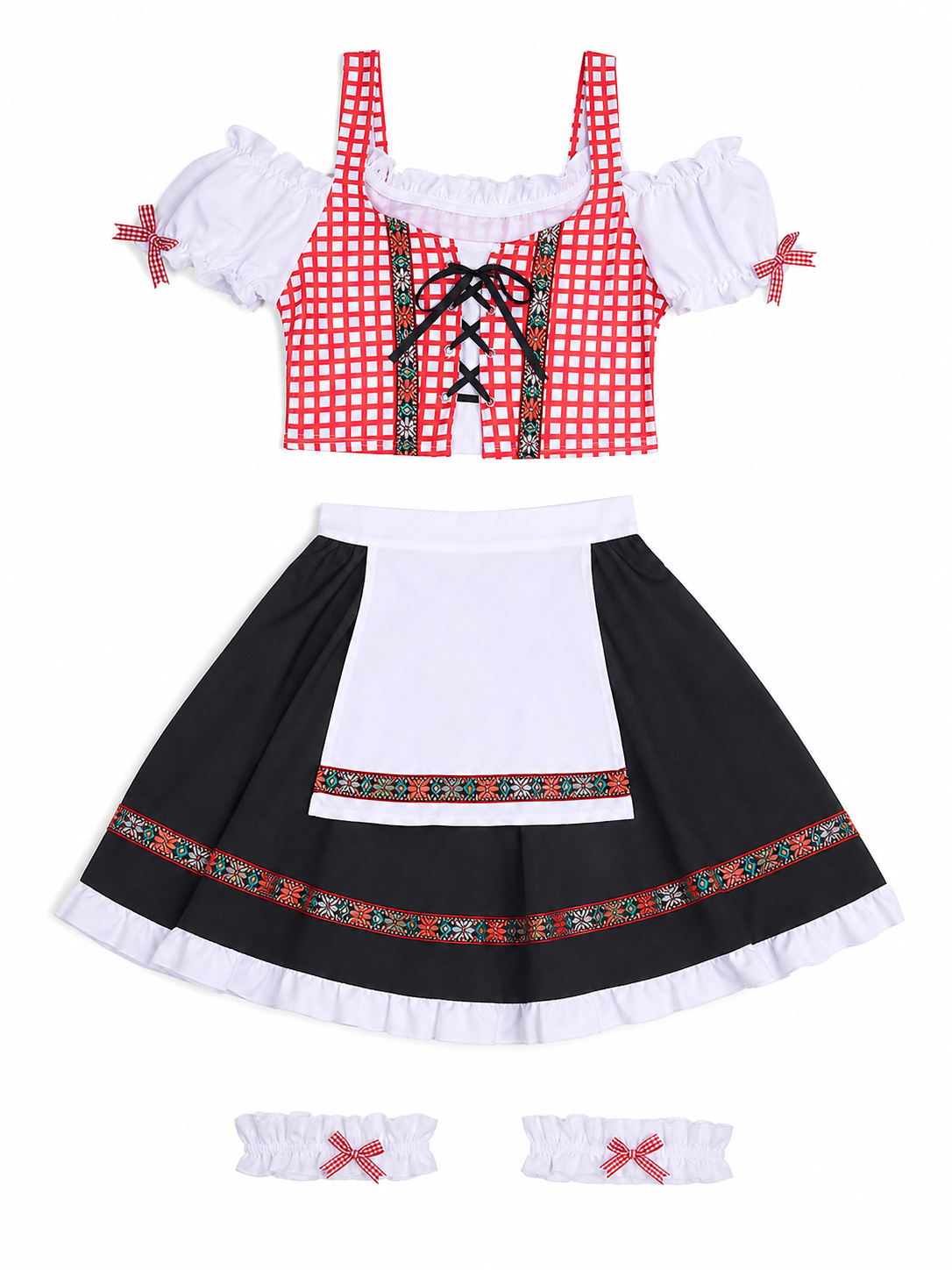 Ethnic Dress with Apron, Lacing, and Full Skirt included items