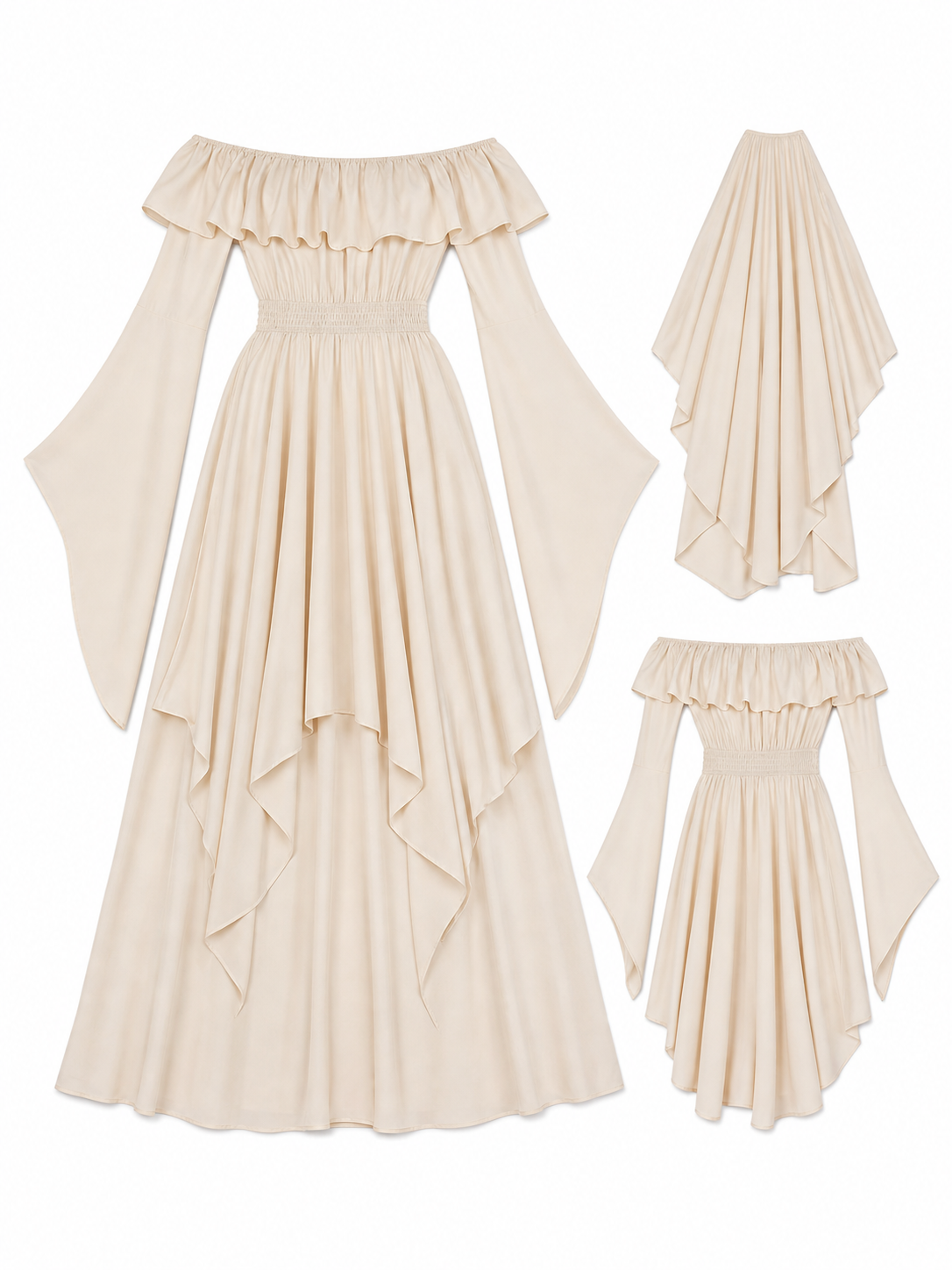 Long Off-the-Shoulder Dress with Ruffles
