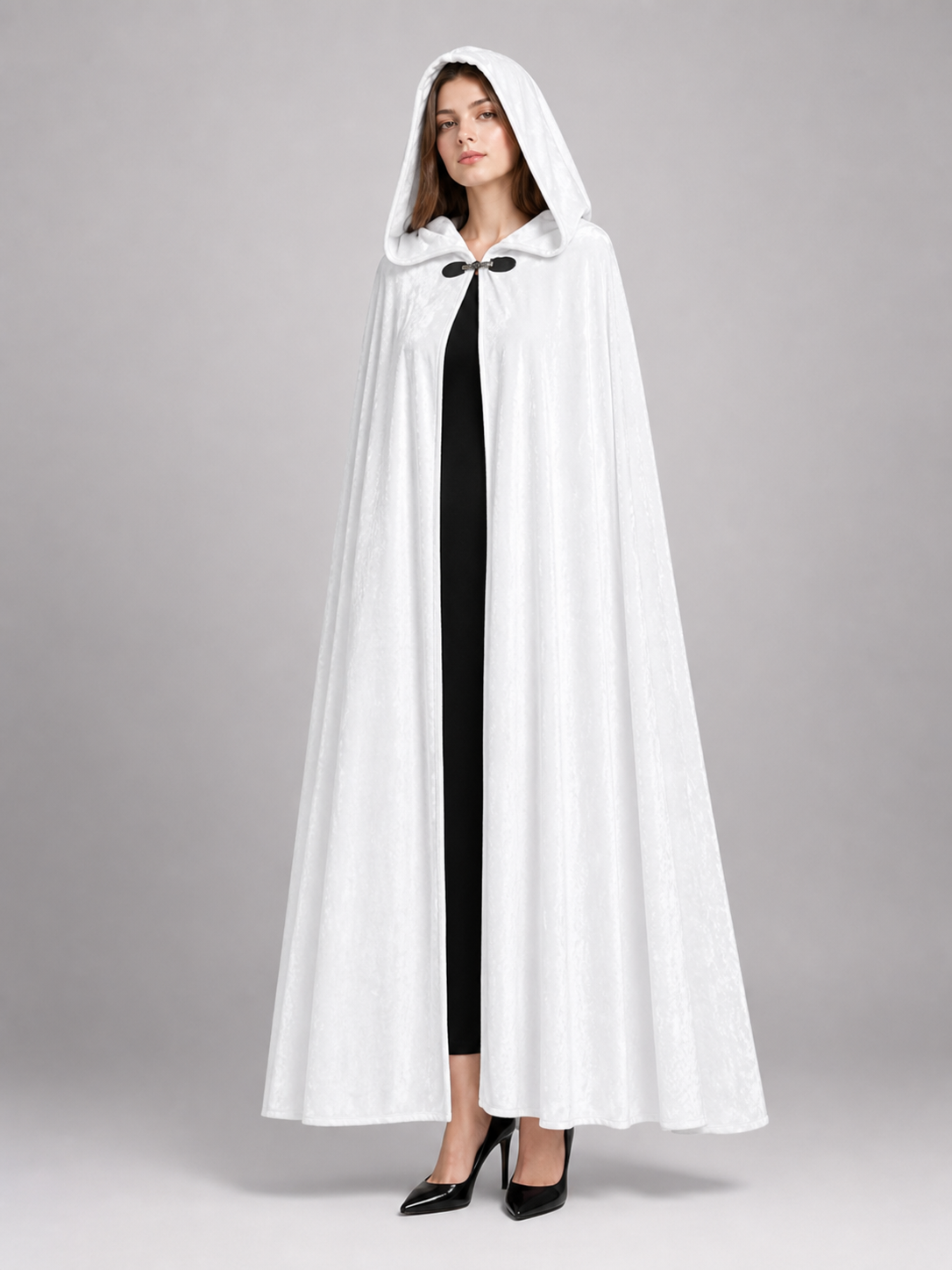 Long White Hooded Carnival Cloak