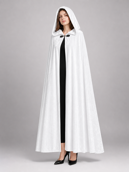 Long White Hooded Carnival Cloak