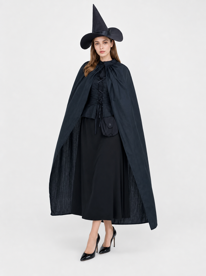 Black Costume Cape with Pointed Hat