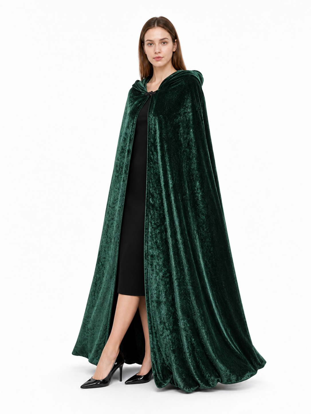 Hooded Dark Green Costume Cloak
